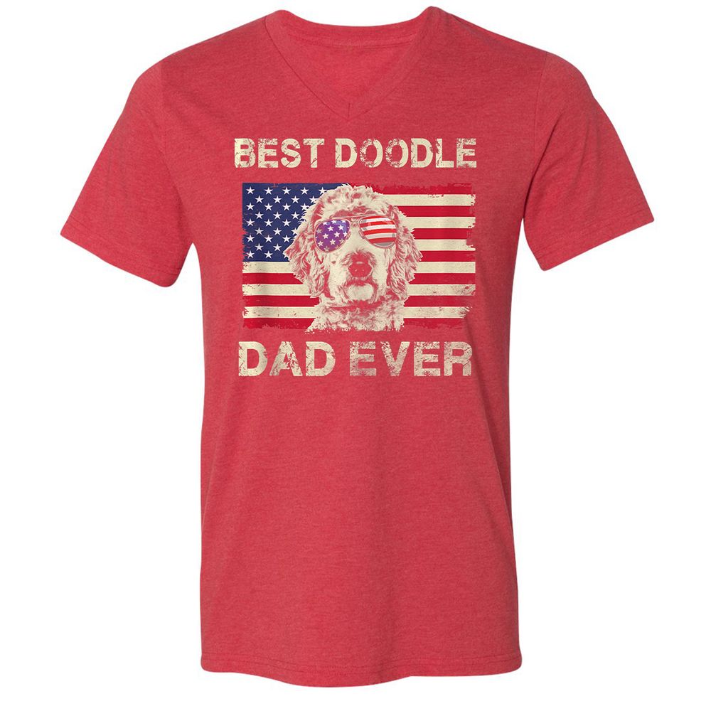 Unisex V-Neck T-Shirt - 8A1CEXNE - Heather Red - 16