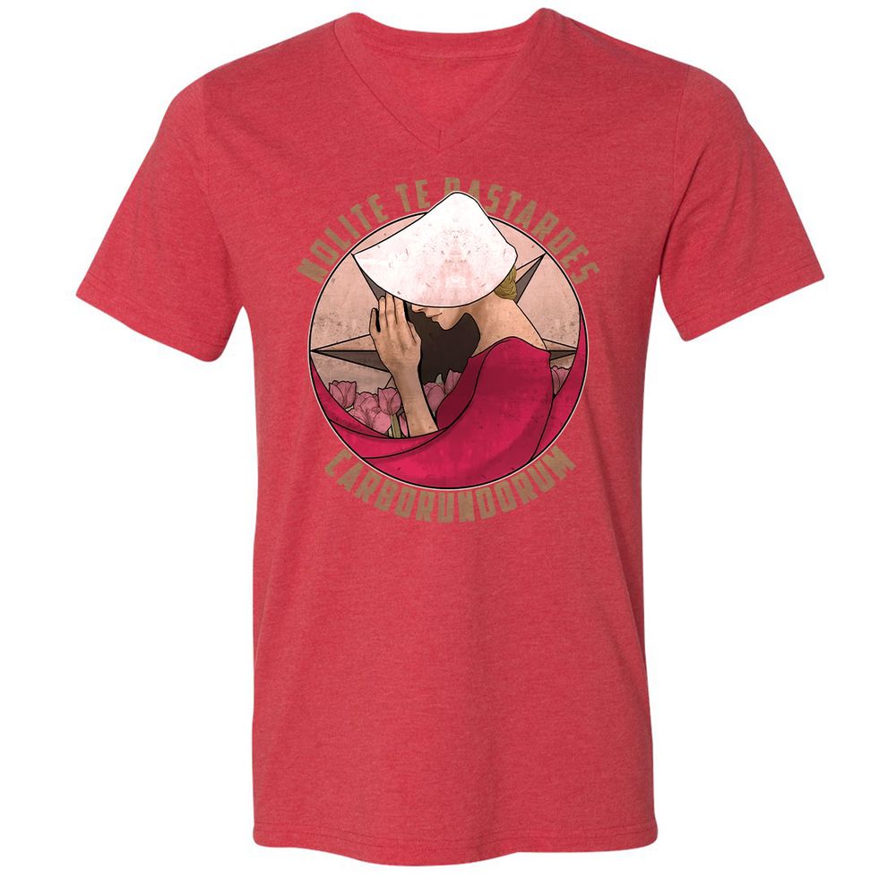 Unisex V-Neck T-Shirt - 3ZPS6SK8 - Heather Red - 16
