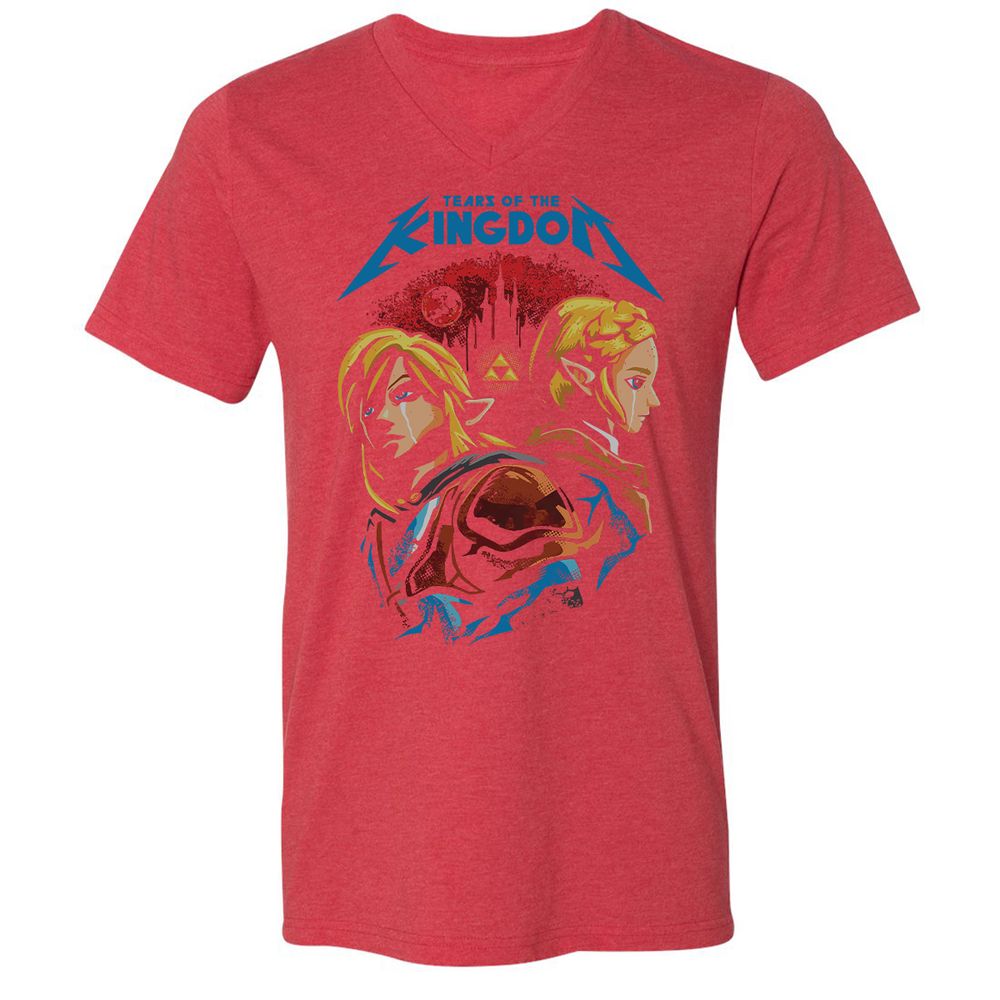 Unisex V-Neck T-Shirt - 9XS8C3AP - Heather Red - 16