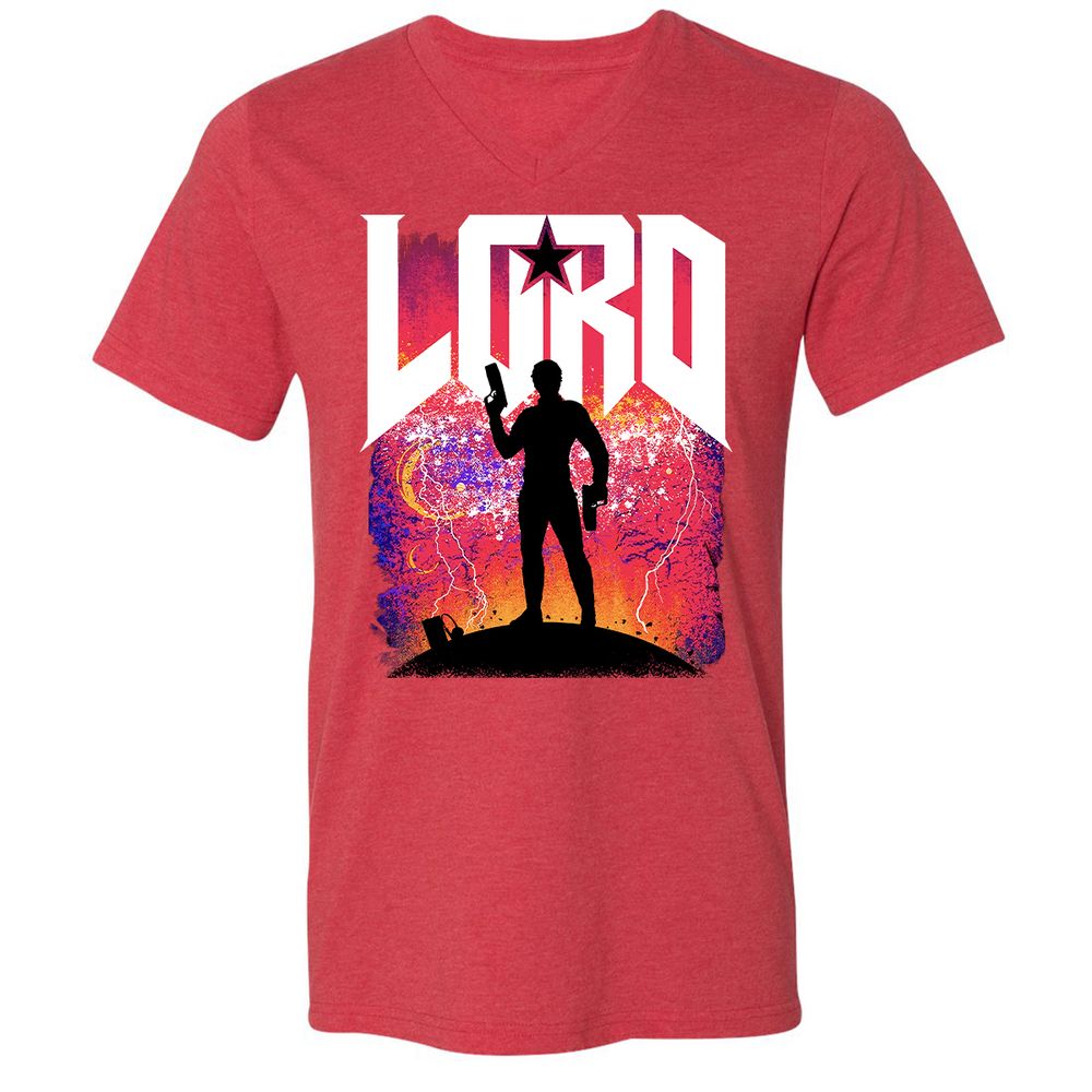 Unisex V-Neck T-Shirt - QVZ86QZ3 - Heather Red - 16