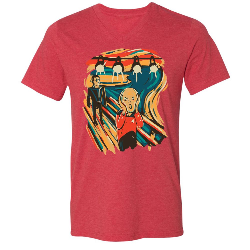 Unisex V-Neck T-Shirt - B2C6BUCT - Heather Red - 16