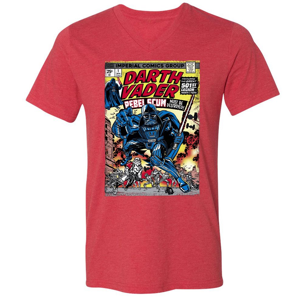 Unisex V-Neck T-Shirt - SB6UK3FJ - Heather Red - 16