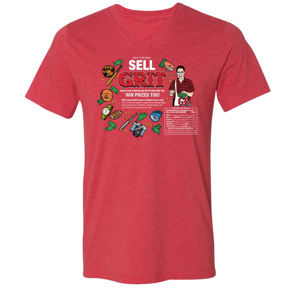 Unisex V-Neck T-Shirt - LFSNR9KZ - Heather Red - 16