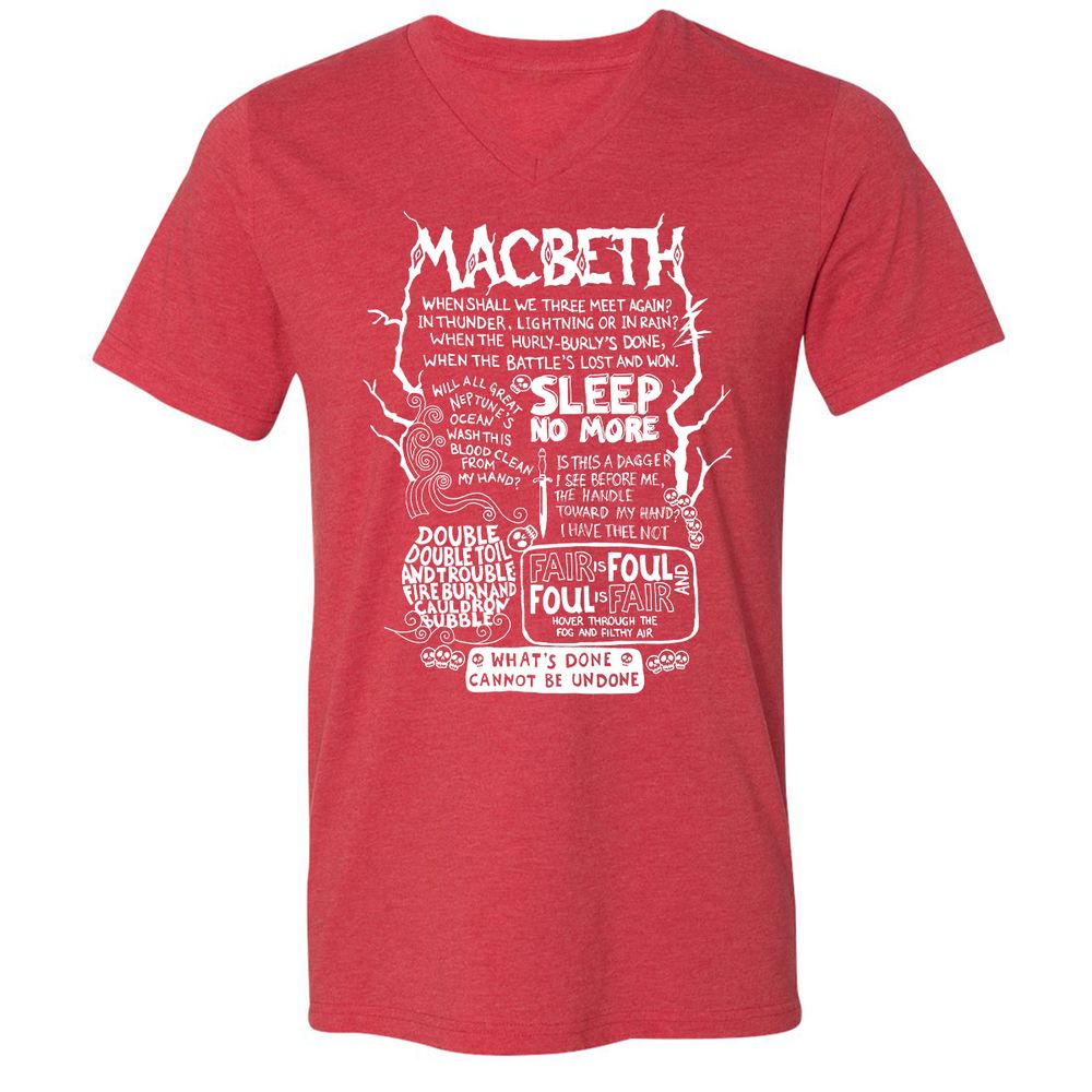 Unisex V-Neck T-Shirt - YE35DLUN - Heather Red - 16