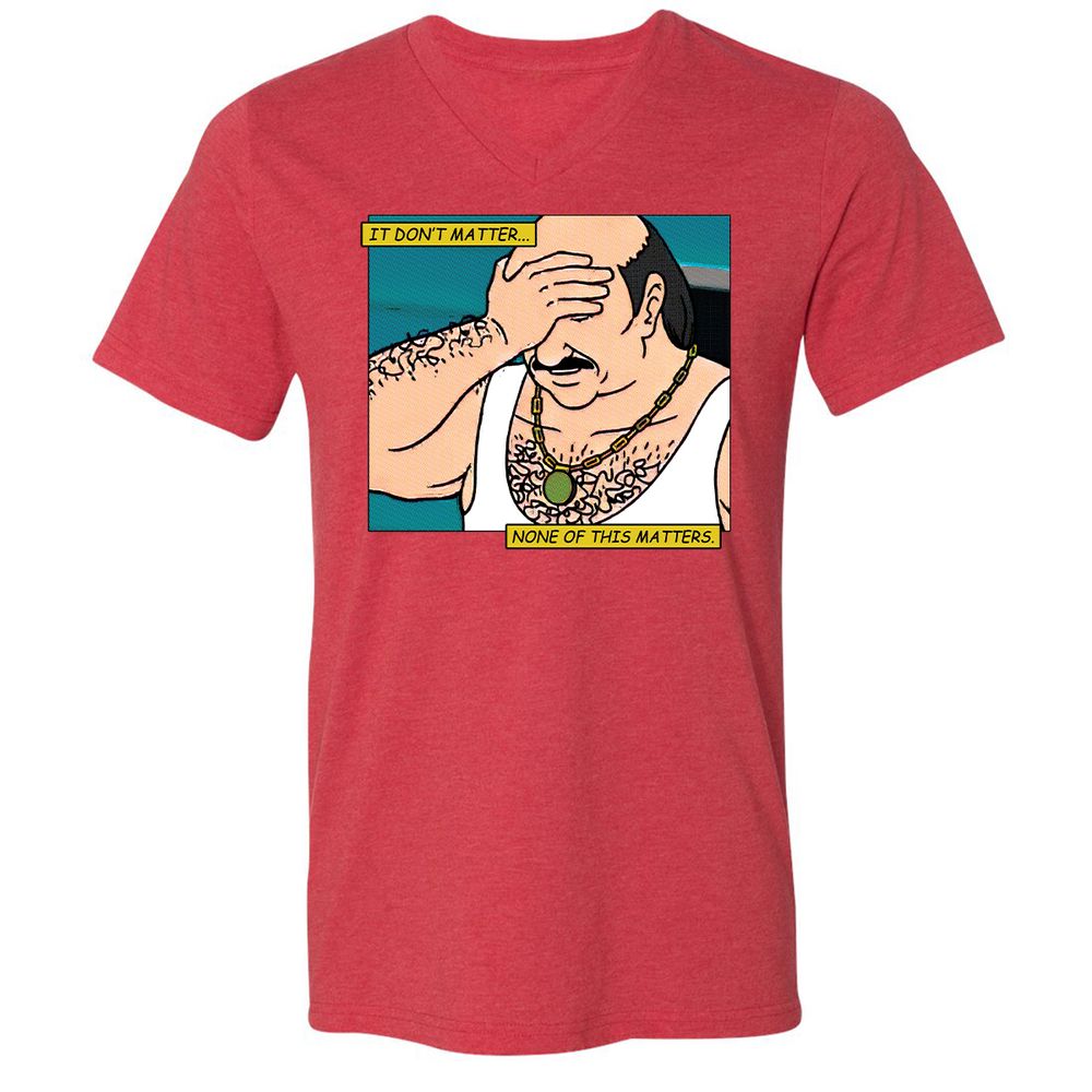 Unisex V-Neck T-Shirt - T9ZCHEDZ - Heather Red - 16