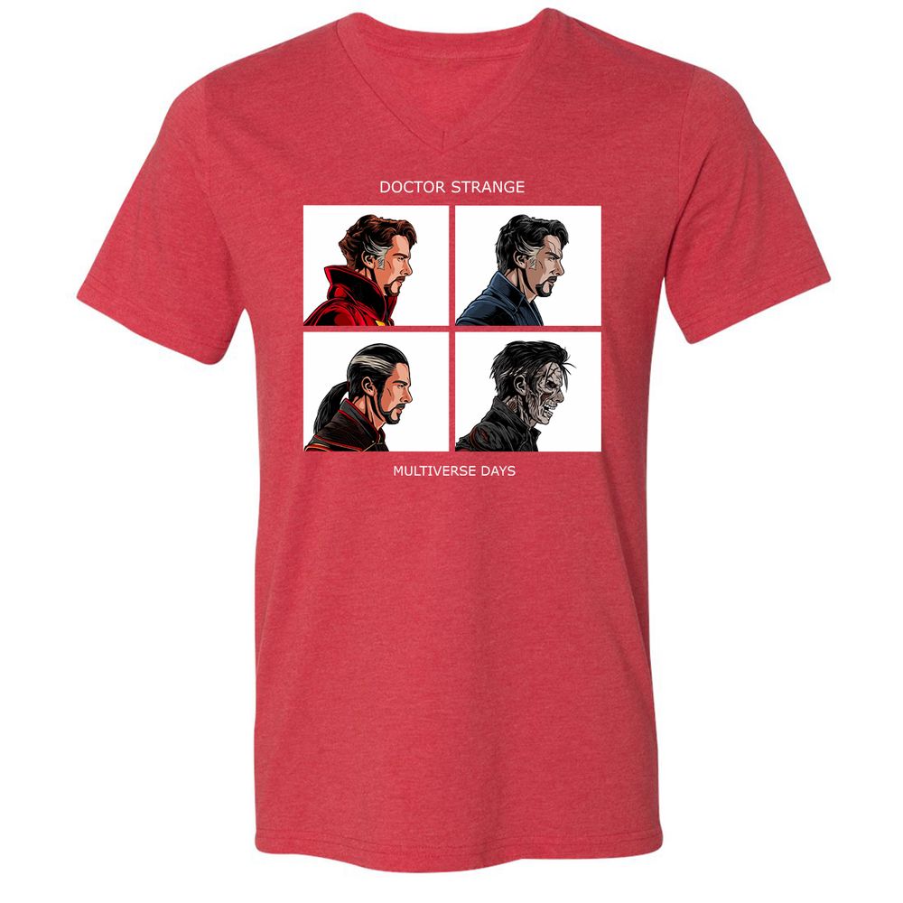 Unisex V-Neck T-Shirt - 87F8GCTJ - Heather Red - 16