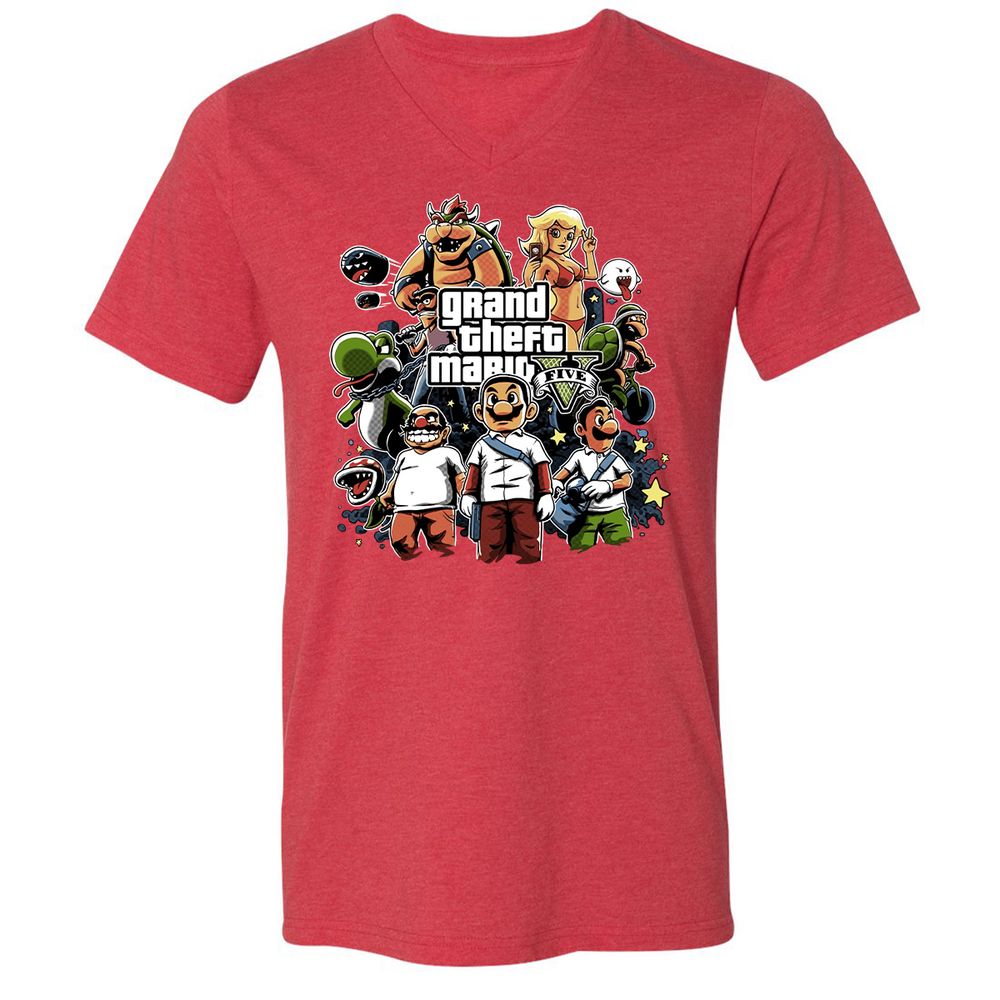 Unisex V-Neck T-Shirt - F39AGP7U - Heather Red - 16