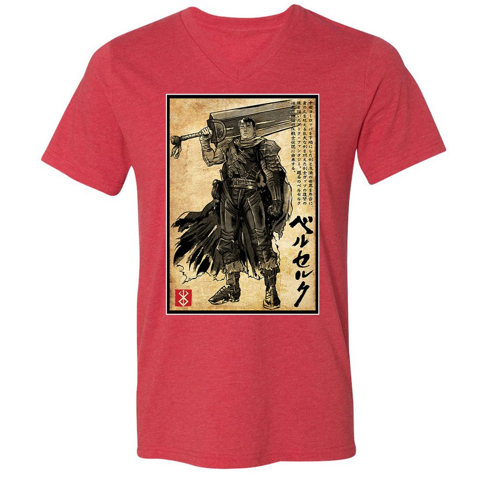 Unisex V-Neck T-Shirt - 6V9UDS5Q - Heather Red - 16