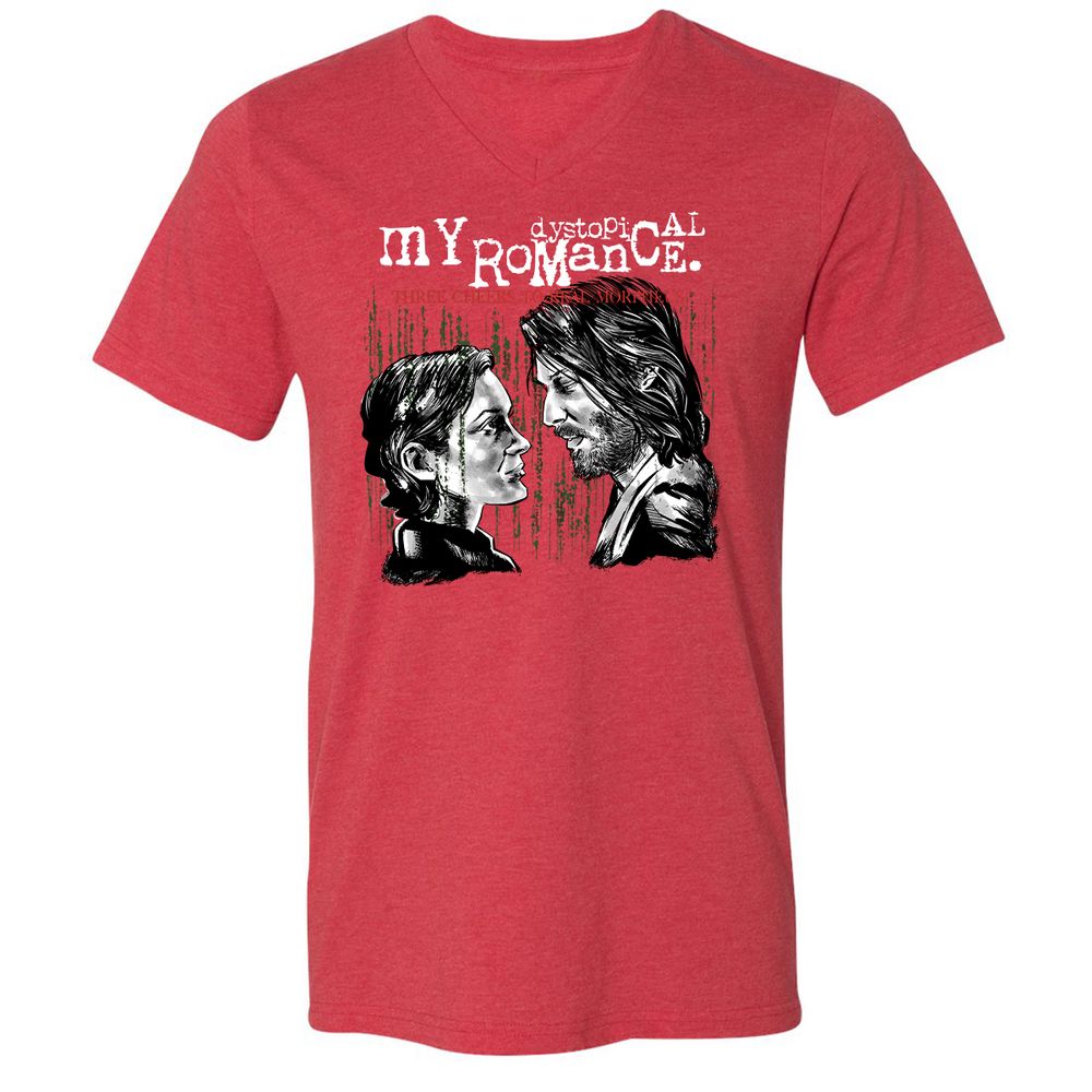 Unisex V-Neck T-Shirt - R7TR92ZB - Heather Red - 16