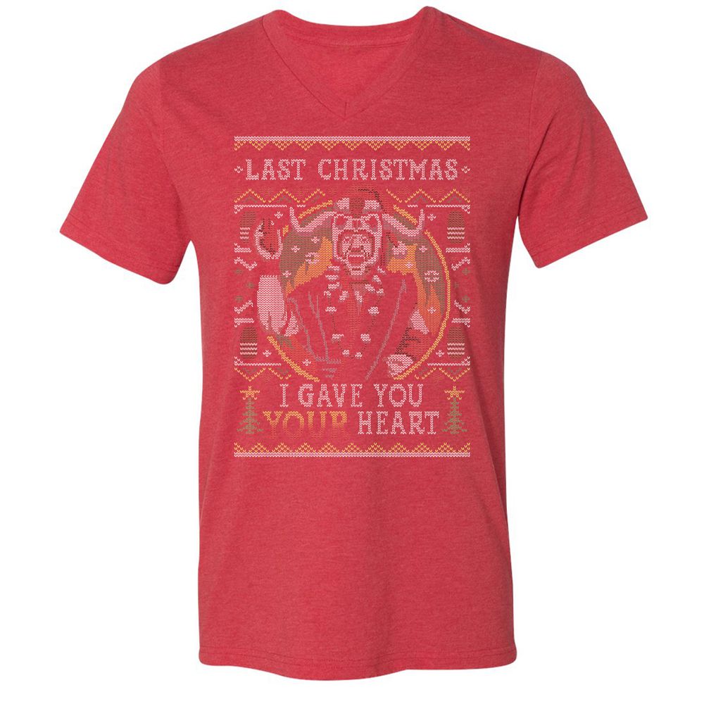 Unisex V-Neck T-Shirt - RPYBKFFG - Heather Red - 16