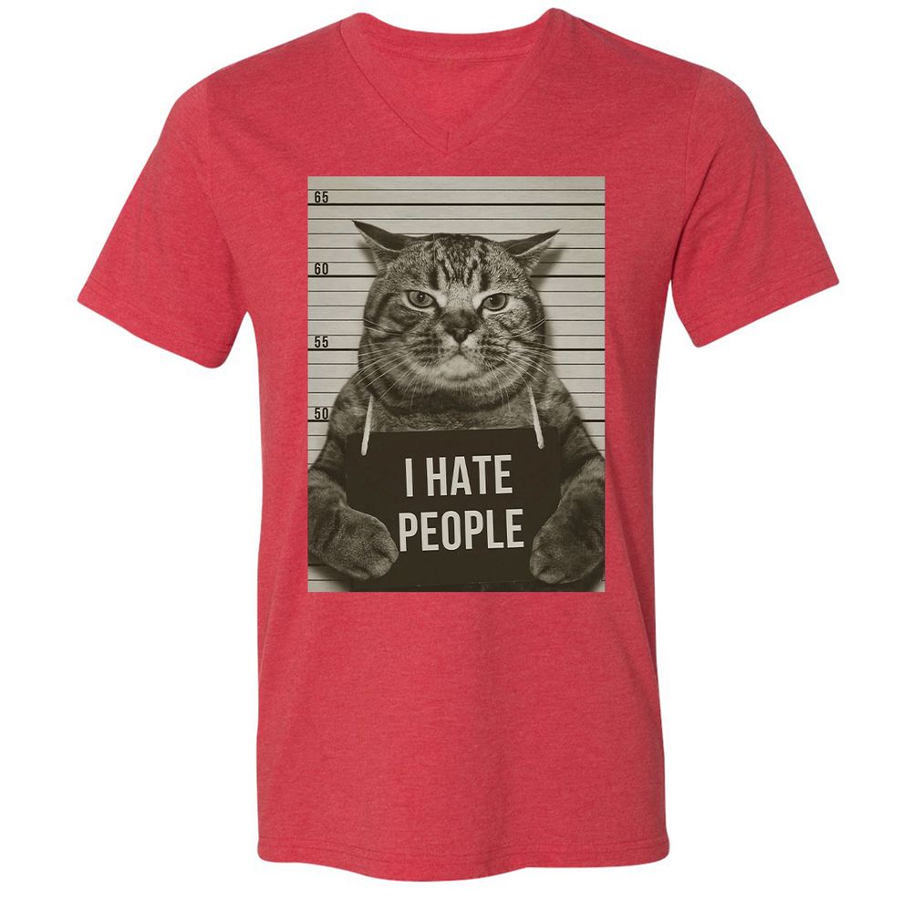 Unisex V-Neck T-Shirt - 1CEY6MXW - Heather Red - 16