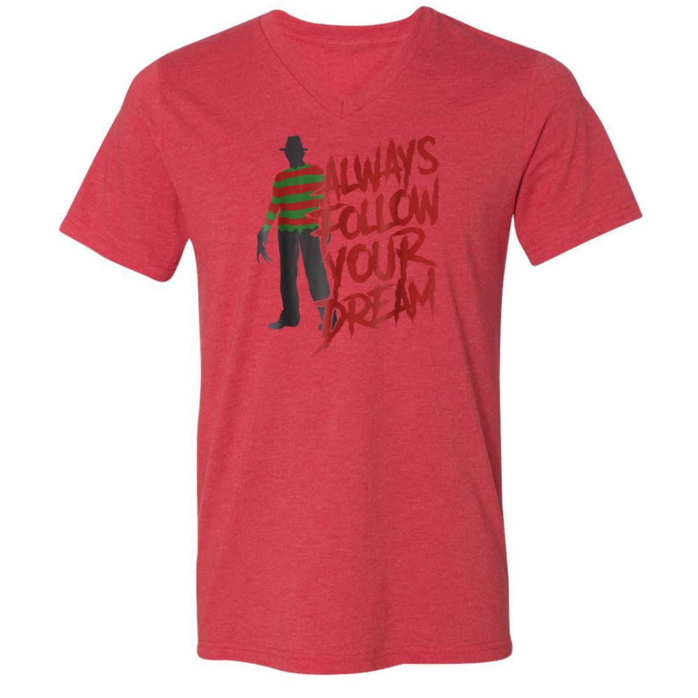 Unisex V-Neck T-Shirt - GDYDKJDM - Heather Red - 16
