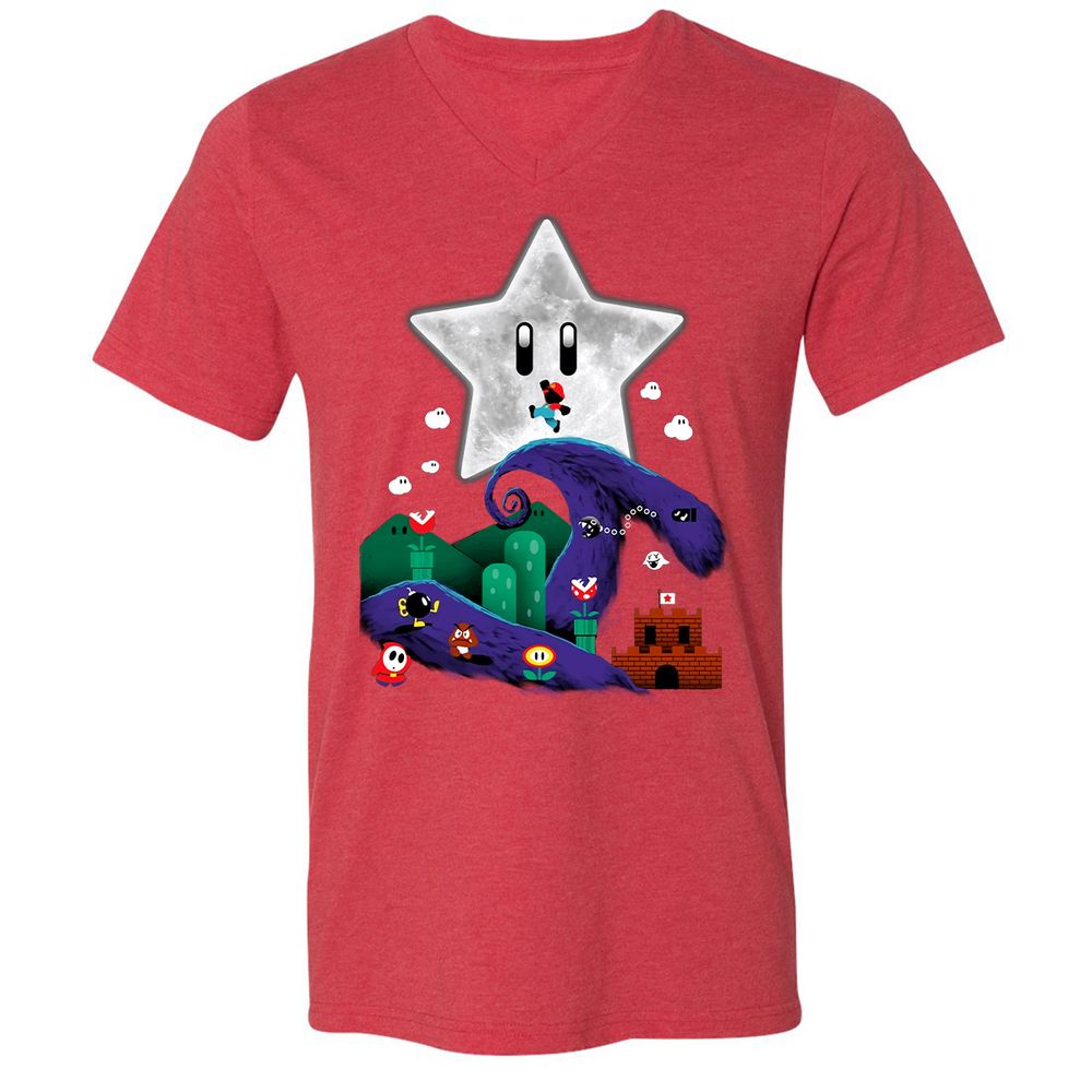 Unisex V-Neck T-Shirt - 9T996MRG - Heather Red - 16