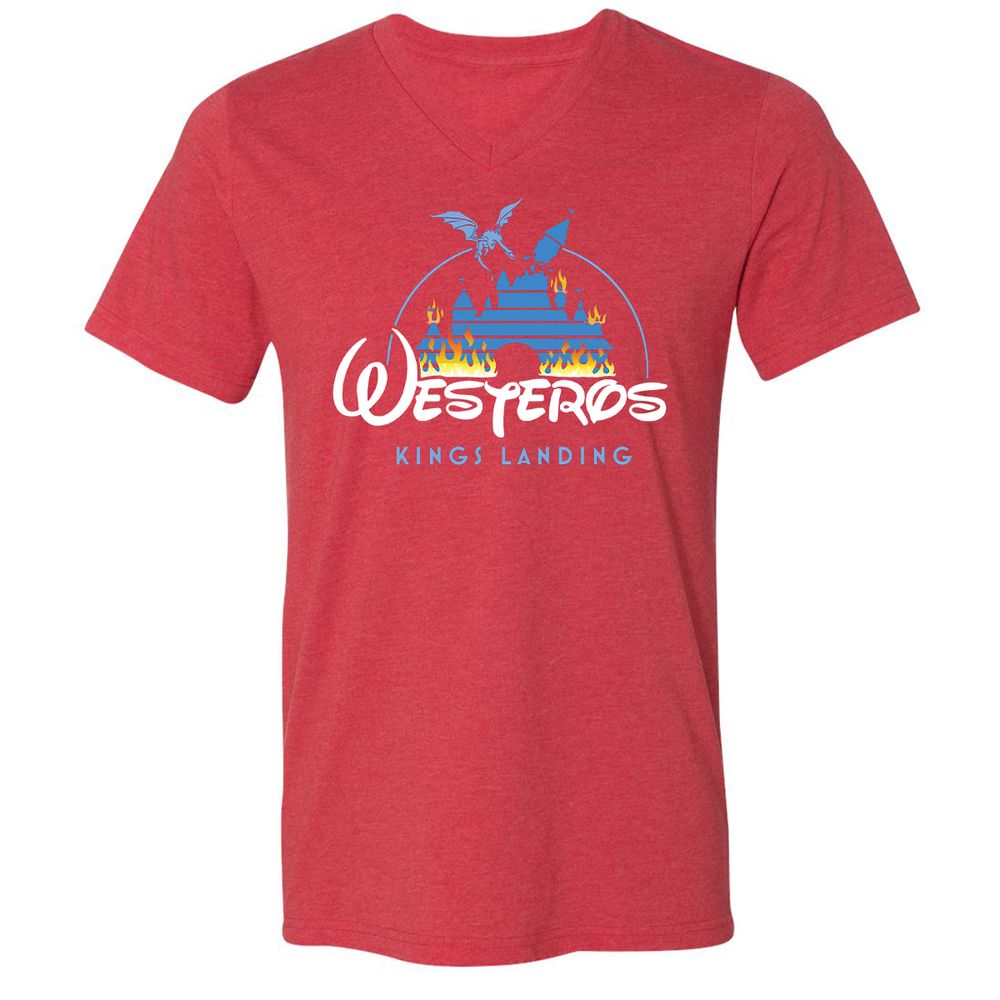 Unisex V-Neck T-Shirt - UCTALBPQ - Heather Red - 16