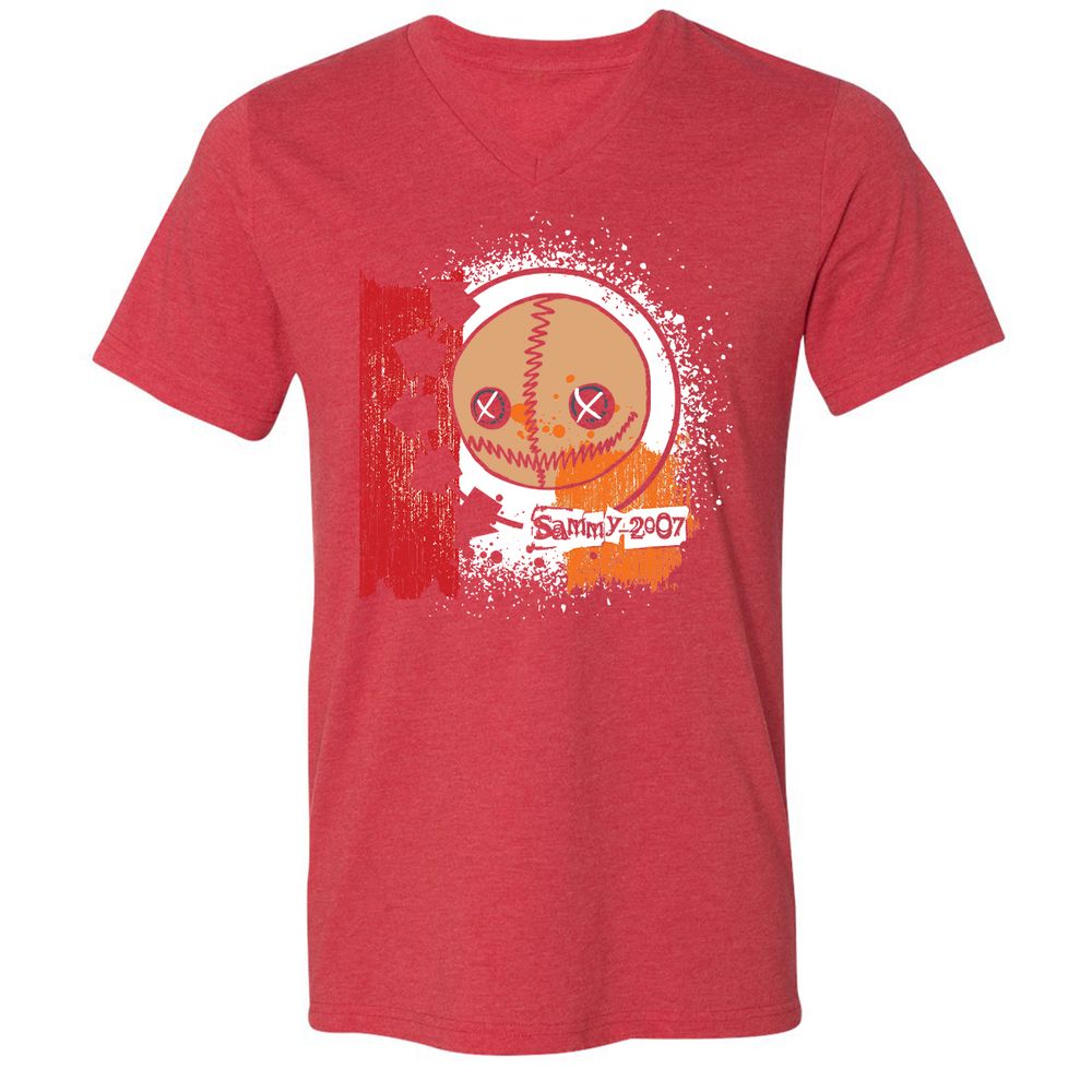 Unisex V-Neck T-Shirt - YYU1XRK2 - Heather Red - 16