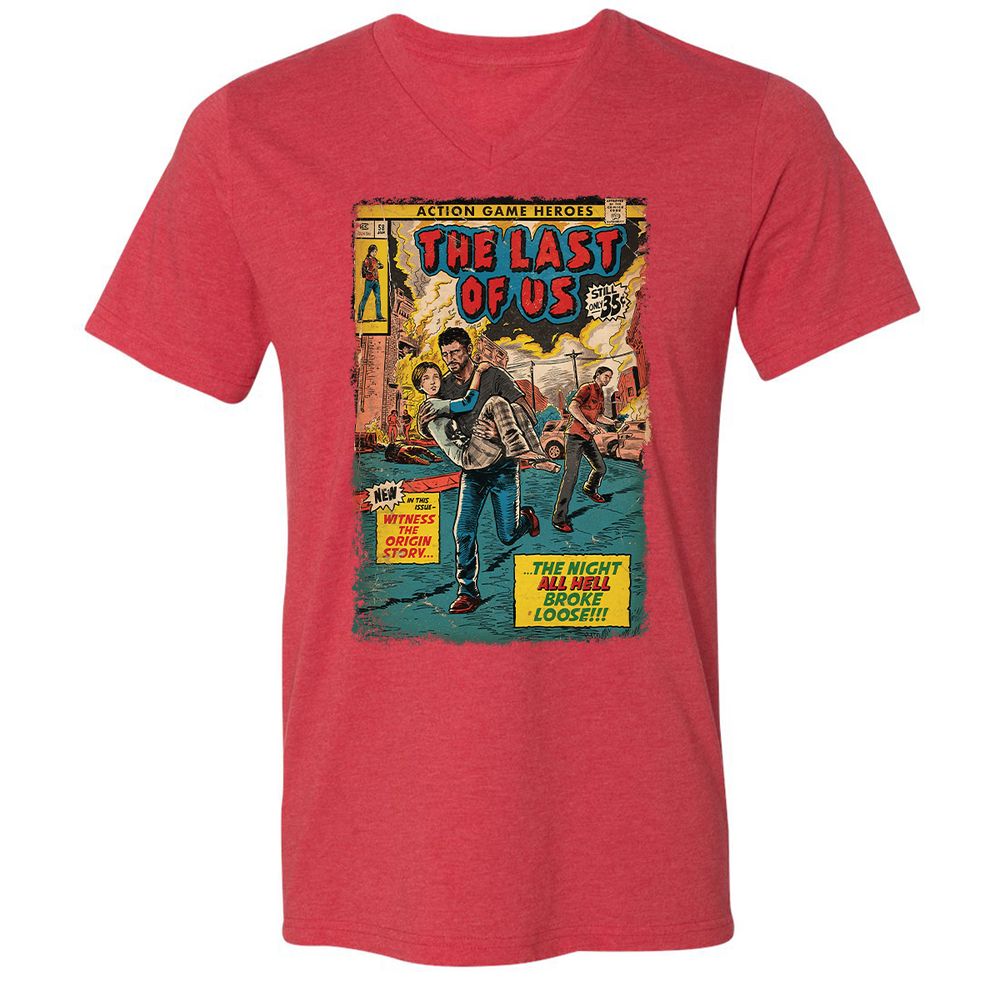Unisex V-Neck T-Shirt - 66ESQ295 - Heather Red - 16