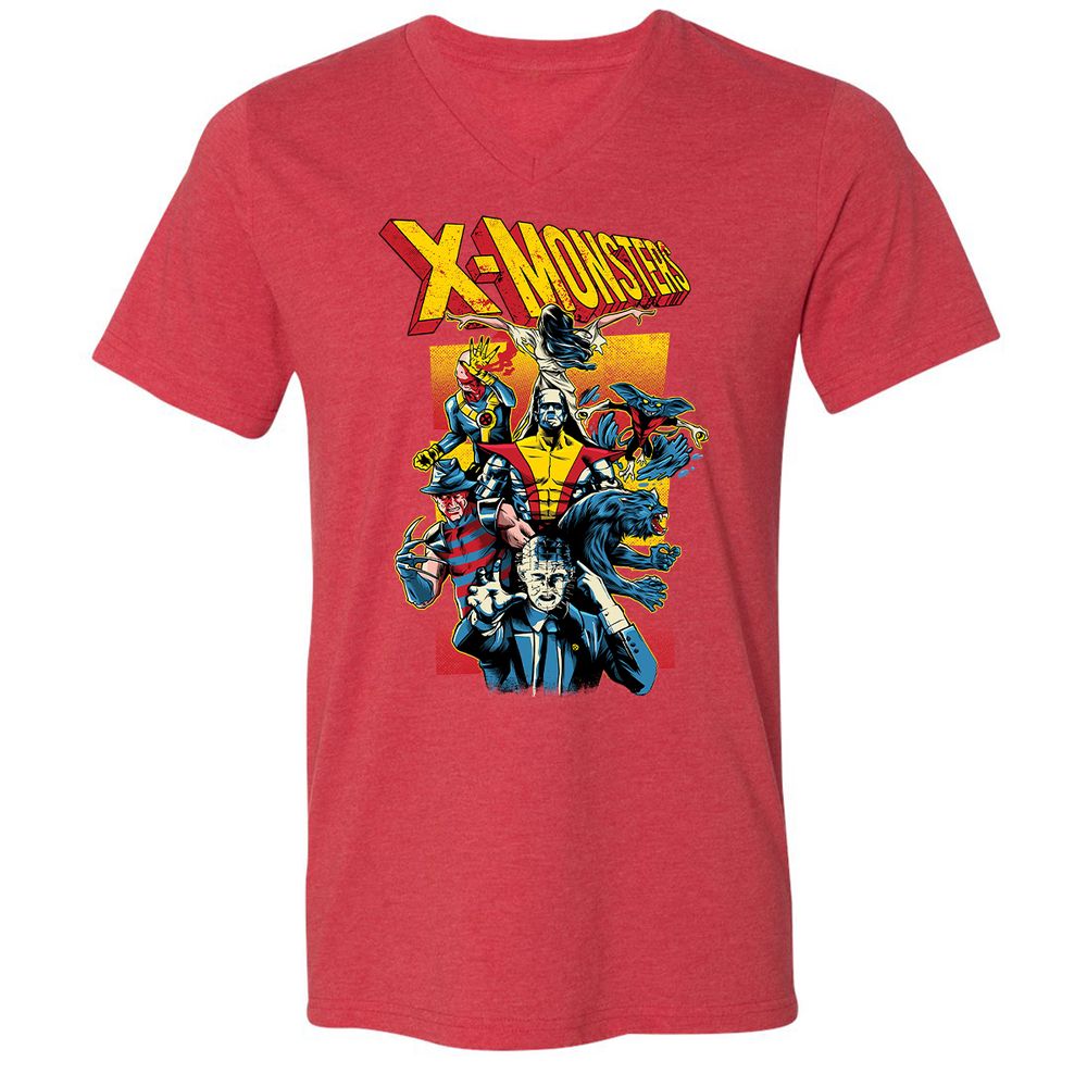 Unisex V-Neck T-Shirt - MDL3JVA7 - Heather Red - 16