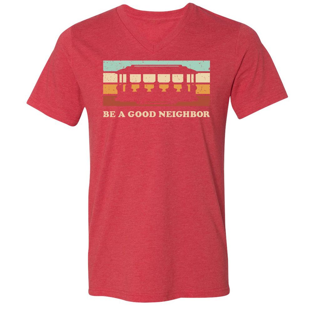 Unisex V-Neck T-Shirt - NYFNZ1QH - Heather Red - 16