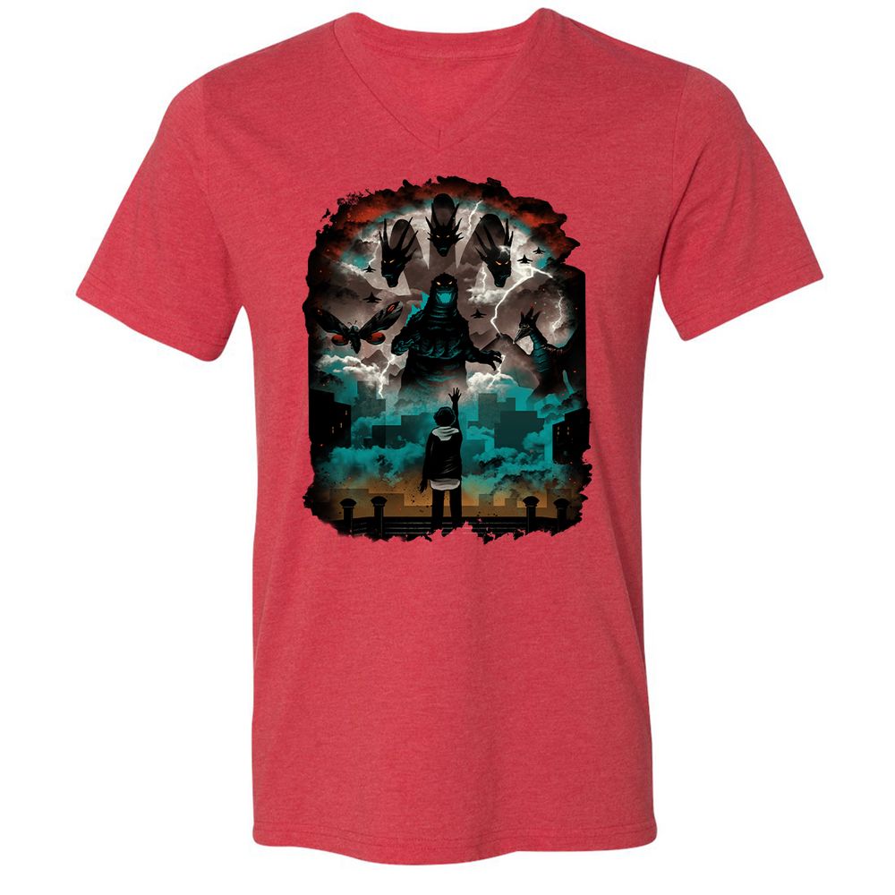 Unisex V-Neck T-Shirt - EYG1DP3Z - Heather Red - 16