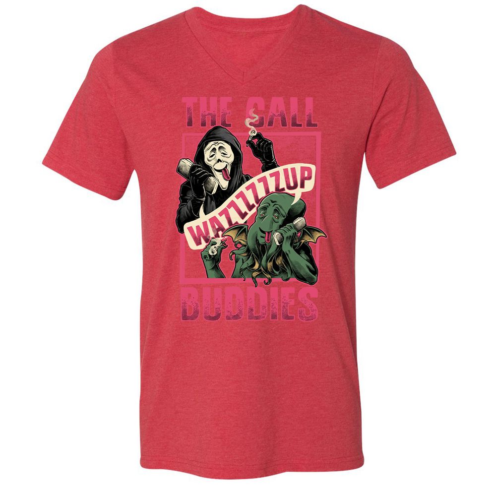 Unisex V-Neck T-Shirt - 1SZGJTSN - Heather Red - 16