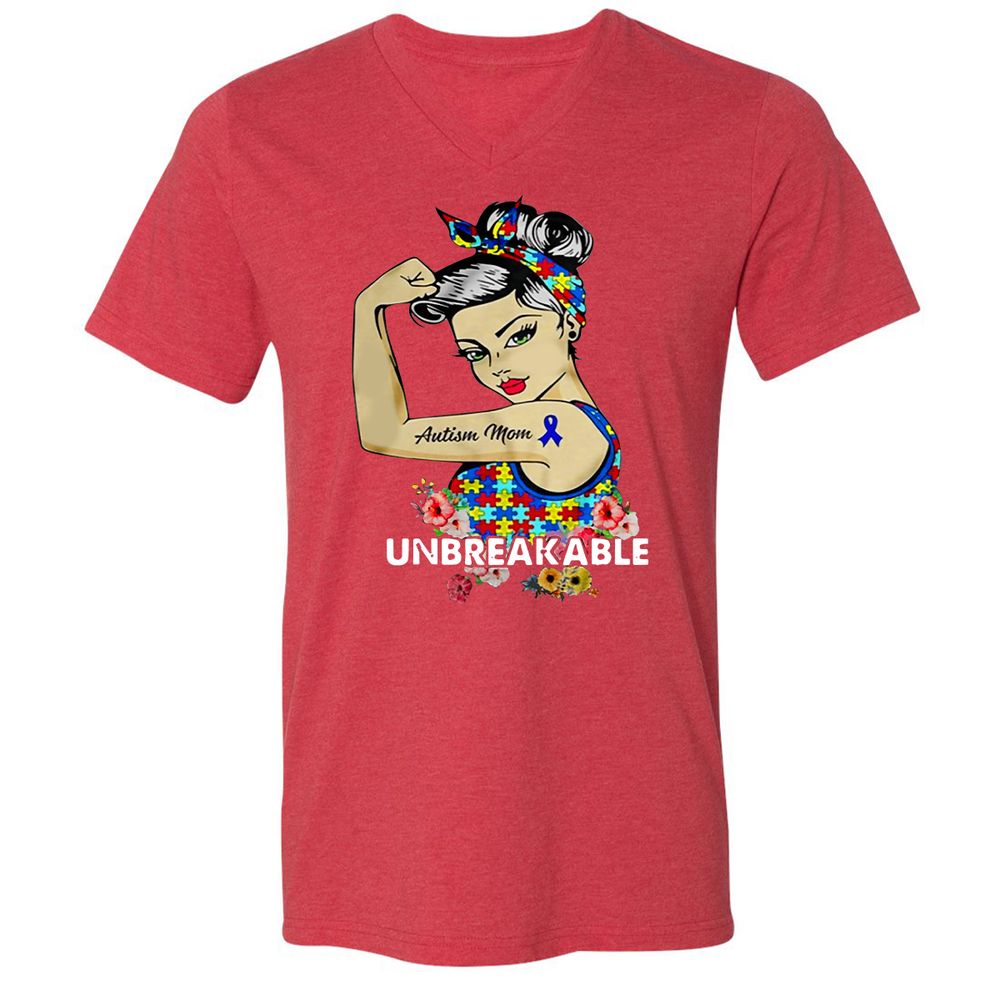 Unisex V-Neck T-Shirt - HK12TELJ - Heather Red - 16