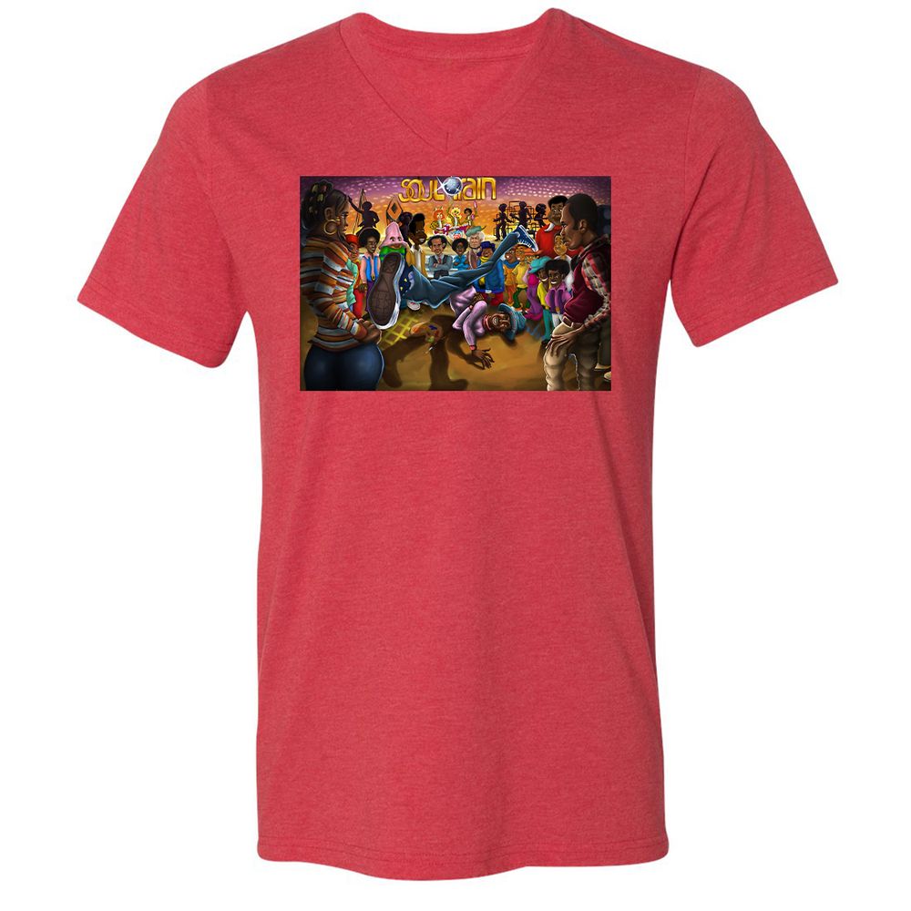 Unisex V-Neck T-Shirt - F7JFF4ZY - Heather Red - 16