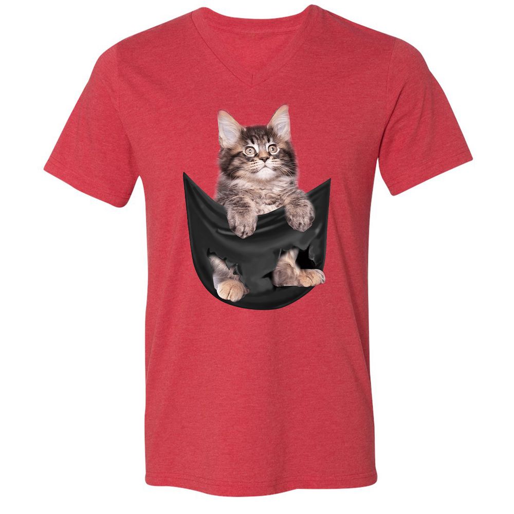 Unisex V-Neck T-Shirt - Q3LY4MY1 - Heather Red - 16