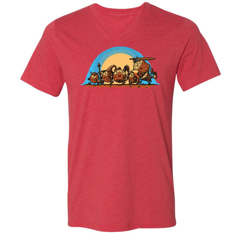 Unisex V-Neck T-Shirt - UDAEVBYL - Heather Red - 16