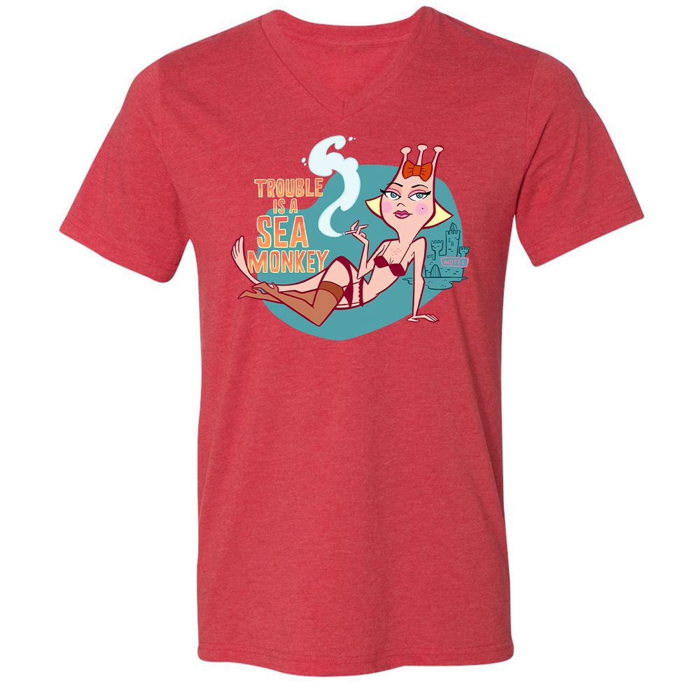 Unisex V-Neck T-Shirt - ZTNHL4H8 - Heather Red - 16