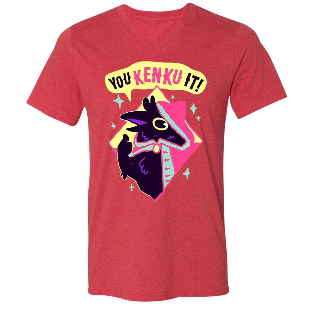 Unisex V-Neck T-Shirt - 4GUCF5S1 - Heather Red - 16