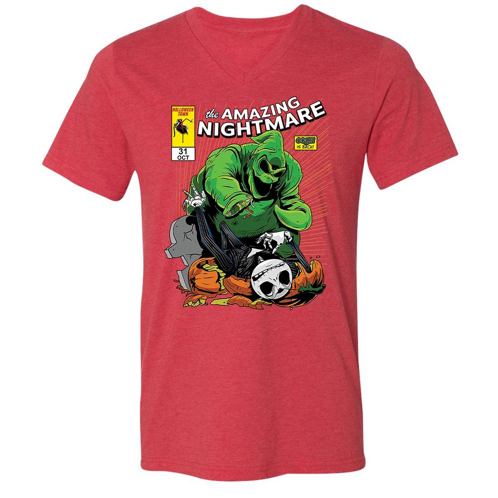 Unisex V-Neck T-Shirt - YDFNZHL5 - Heather Red - 16