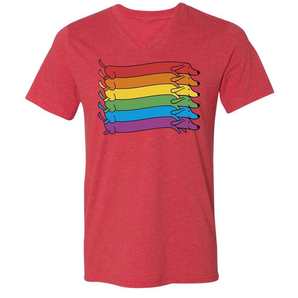 Unisex V-Neck T-Shirt - 81EKBAYZ - Heather Red - 16