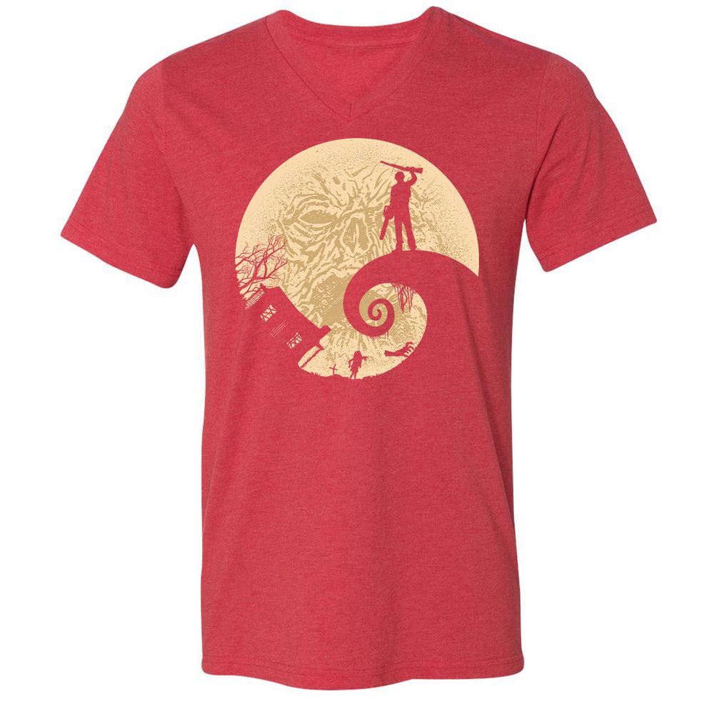 Unisex V-Neck T-Shirt - ERFUVQDL - Heather Red - 16