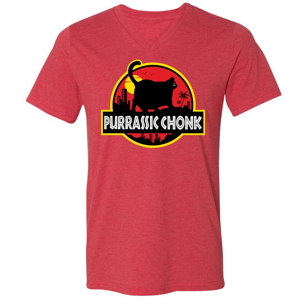 Unisex V-Neck T-Shirt - WR2JKSHG - Heather Red - 16