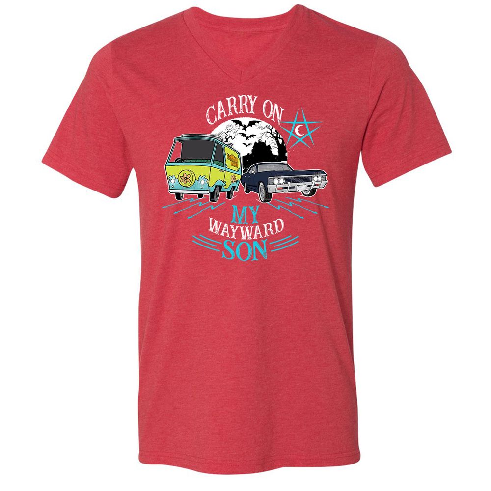 Unisex V-Neck T-Shirt - TZZBD337 - Heather Red - 16
