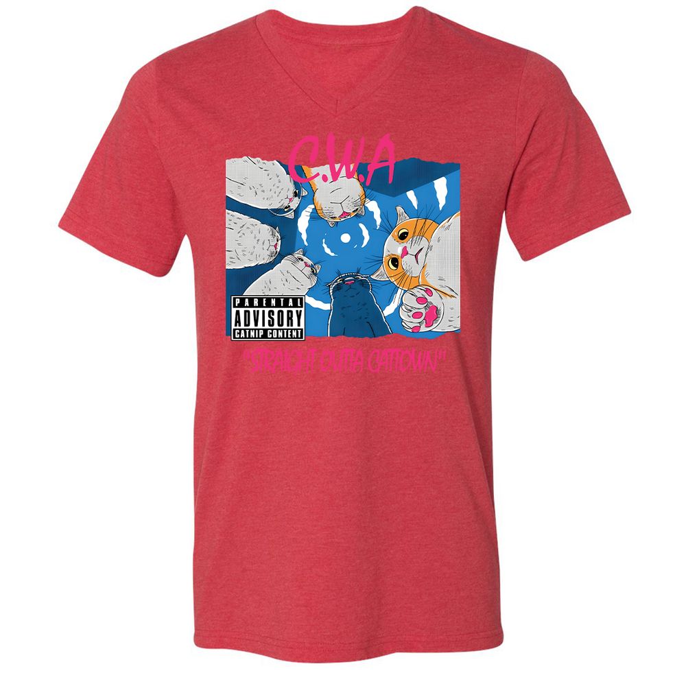 Unisex V-Neck T-Shirt - BUZ3KRRZ - Heather Red - 16