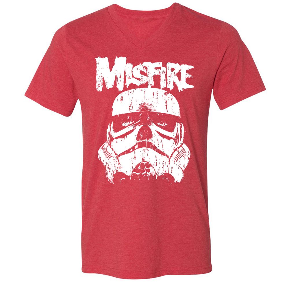 Unisex V-Neck T-Shirt - DYPZNWVS - Heather Red - 16