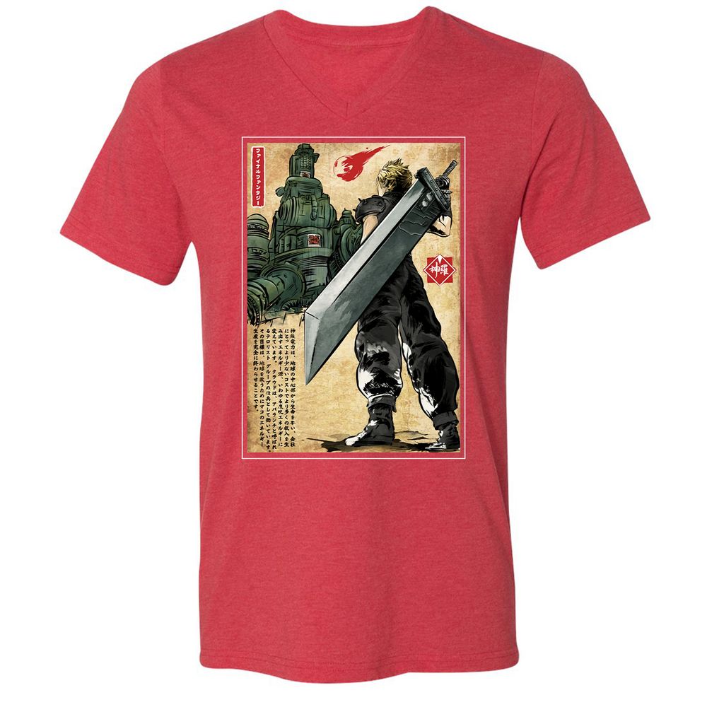 Unisex V-Neck T-Shirt - JKP136ZV - Heather Red - 16