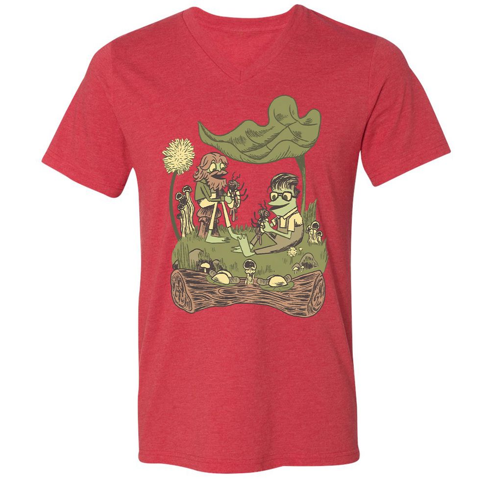 Unisex V-Neck T-Shirt - Q6UU7LTZ - Heather Red - 16
