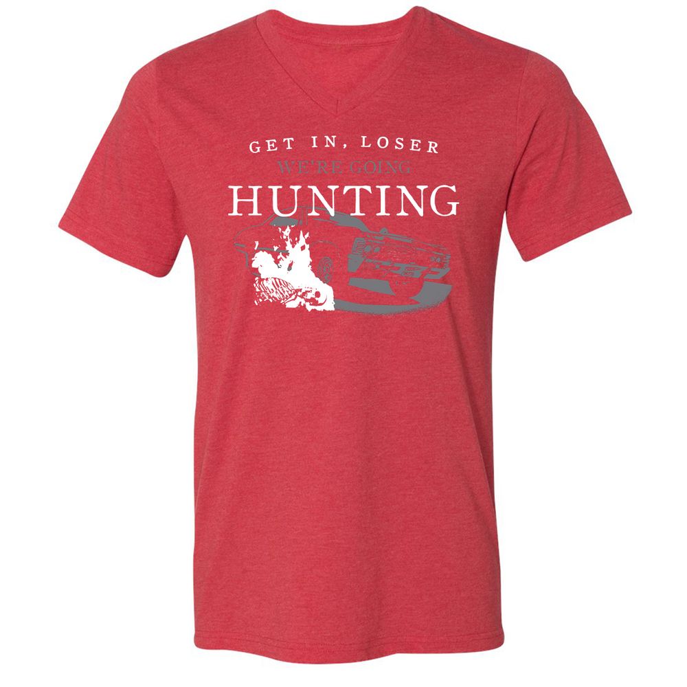 Unisex V-Neck T-Shirt - ZN4M87M7 - Heather Red - 16