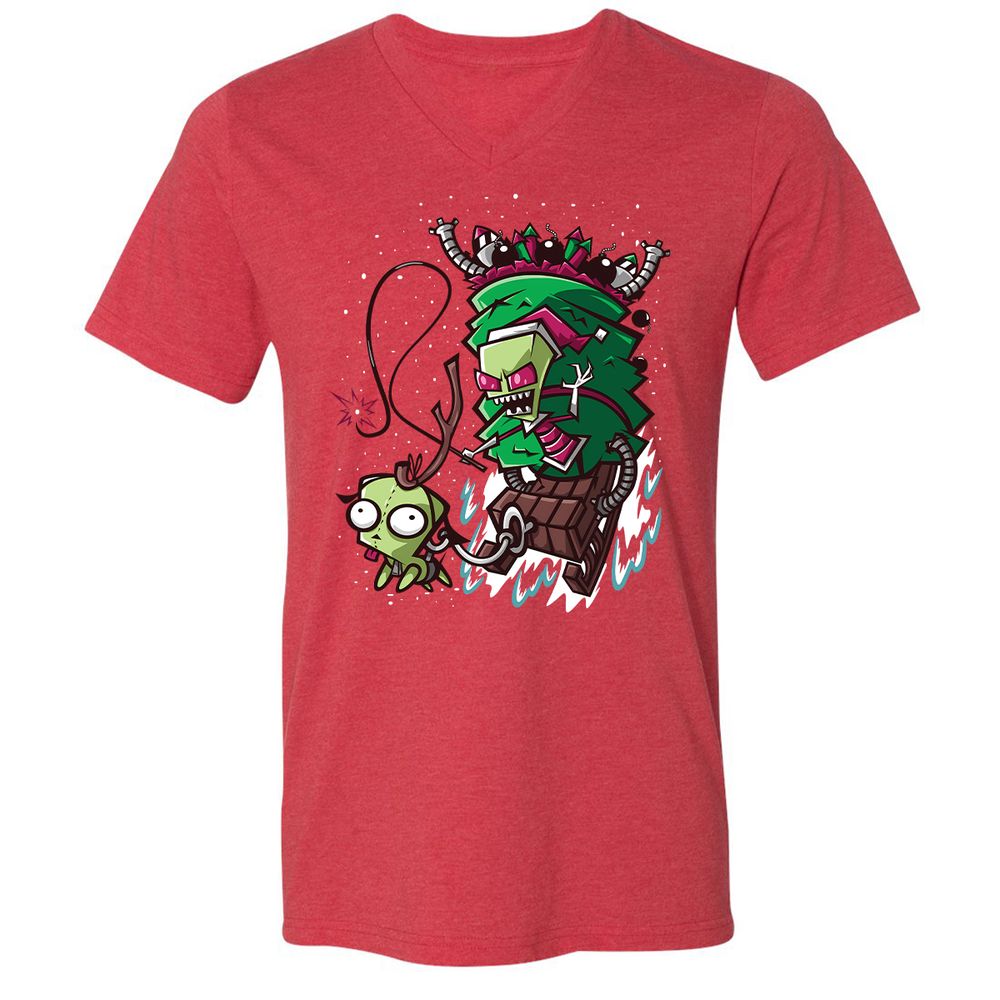 Unisex V-Neck T-Shirt - PCYQ5AK1 - Heather Red - 16