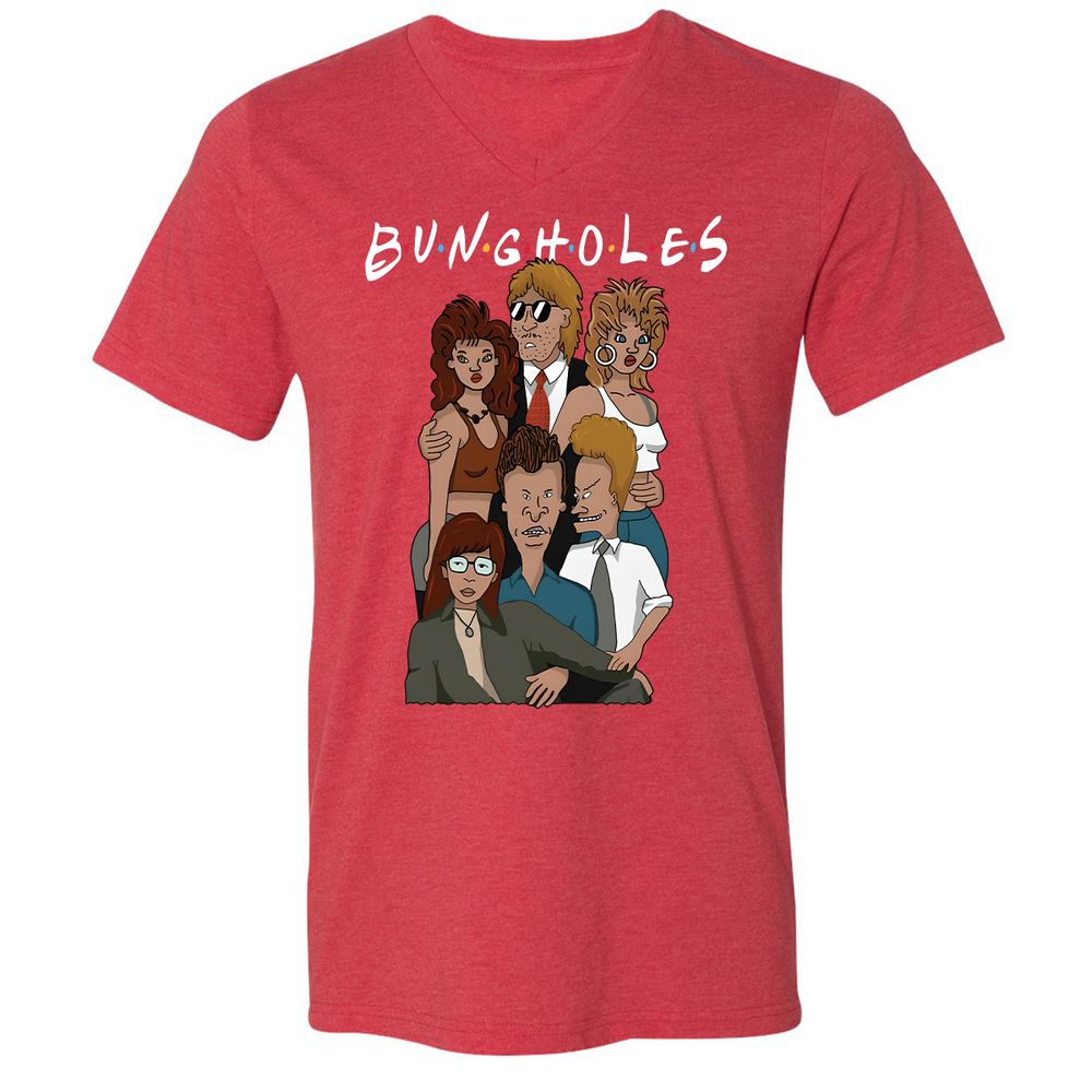 Unisex V-Neck T-Shirt - JX19L8NC - Heather Red - 16