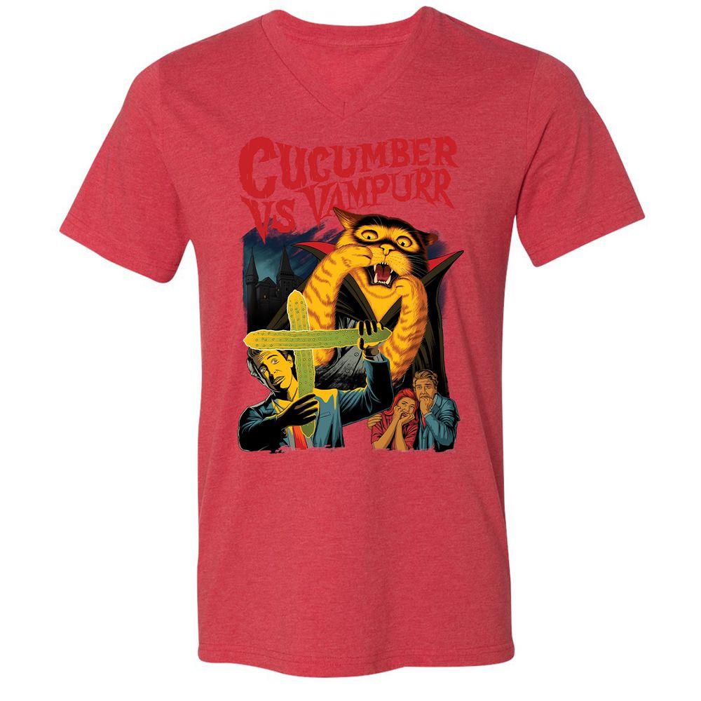 Unisex V-Neck T-Shirt - 3GF5JTE6 - Heather Red - 16