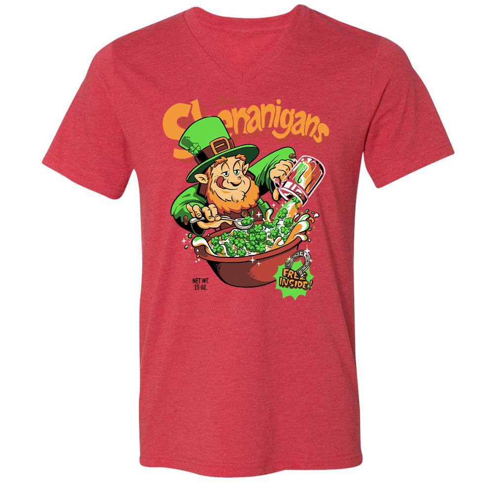 Unisex V-Neck T-Shirt - 9STXQUED - Heather Red - 16