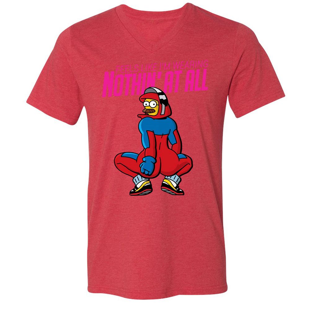 Unisex V-Neck T-Shirt - LN51LAKQ - Heather Red - 16