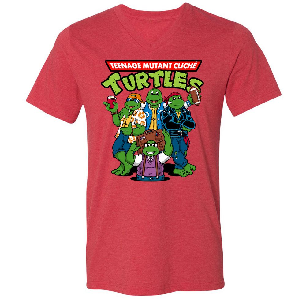 Unisex V-Neck T-Shirt - 3LPKZAGZ - Heather Red - 16