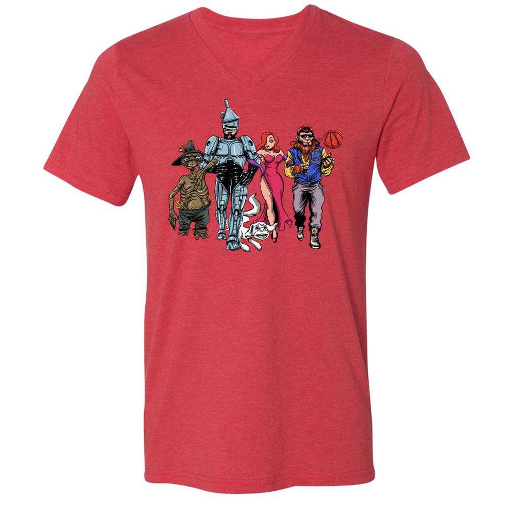Unisex V-Neck T-Shirt - WKZJNMUW - Heather Red - 16