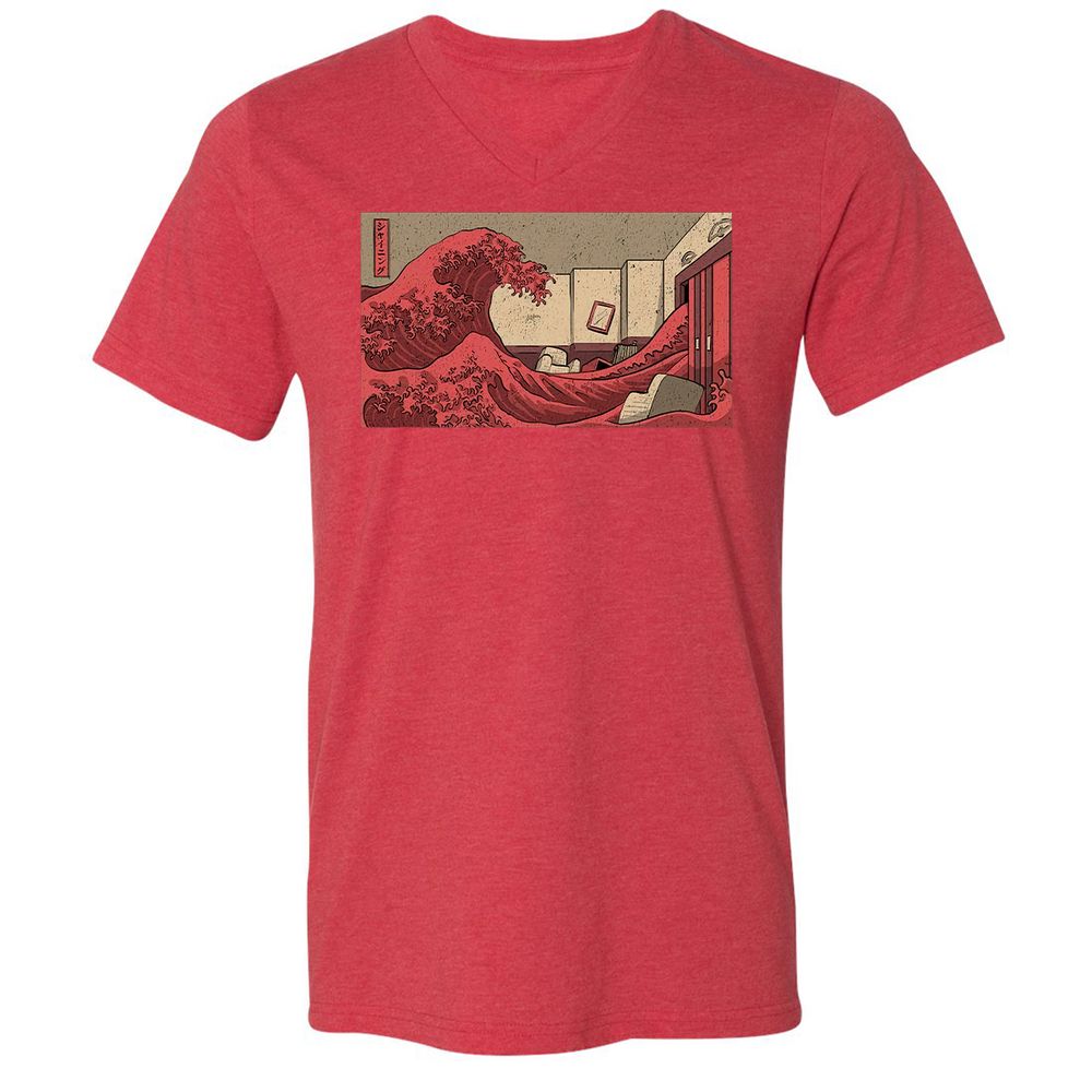 Unisex V-Neck T-Shirt - JQGX2PJ8 - Heather Red - 16