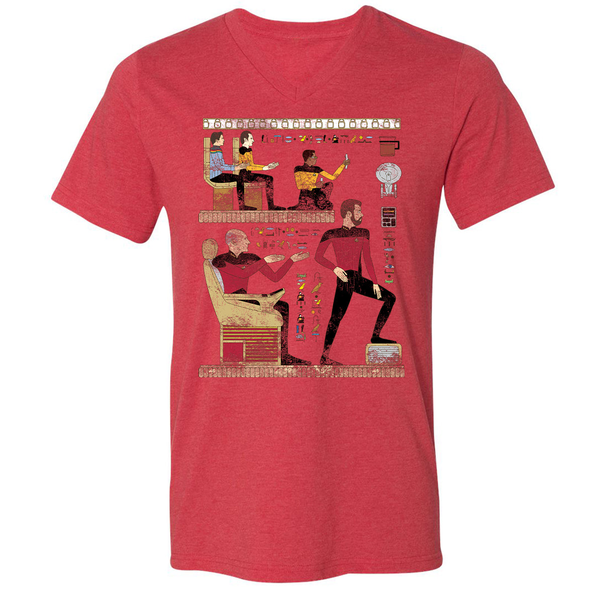 Unisex V-Neck T-Shirt - YGG9BPS4 - Heather Red - 16