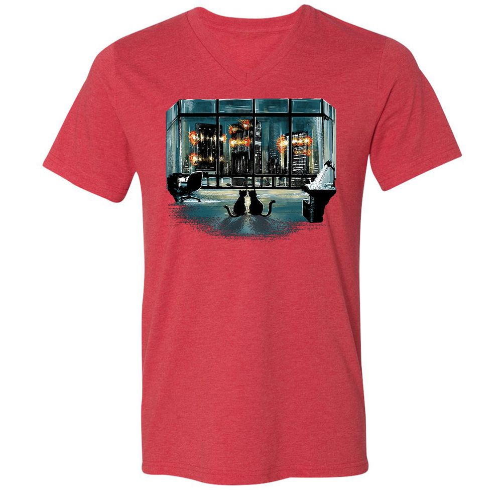 Unisex V-Neck T-Shirt - F5KD8V1S - Heather Red - 16